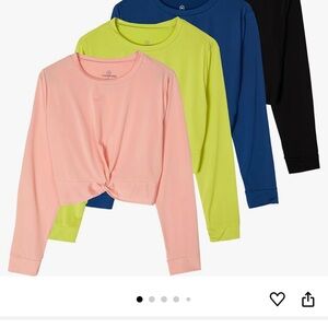 Kids Long Sleeve Twist Front Tops - Pink, Green, Blue